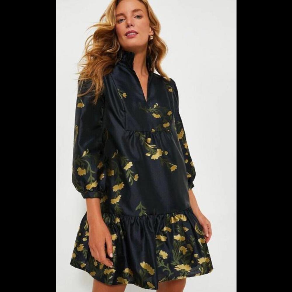 Tuckernuck Navy Jasmine Vine Jacquard Palmerston Dress NWT Small S